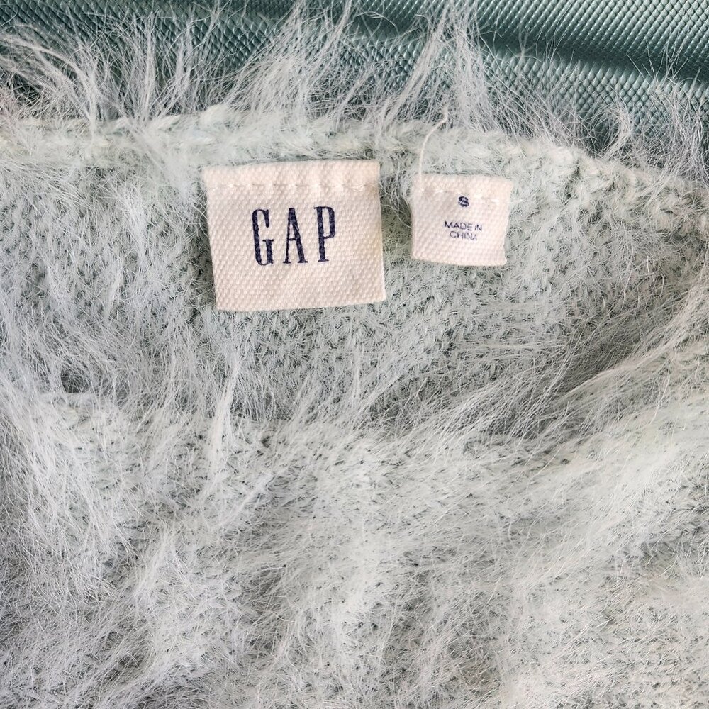 Gap Light Blue Furry Boatneck Sweater Size S - Picture 3 of 5